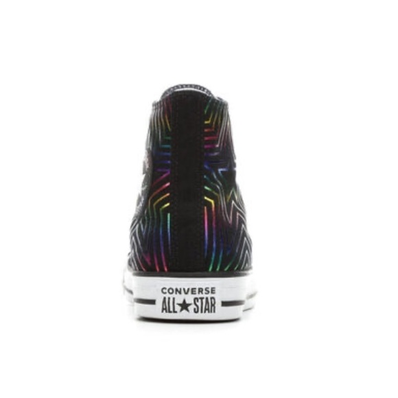 CONVERSE Black with Rainbow Stars Chuck Taylor All Stars Sneakers - Picture 5 of 15